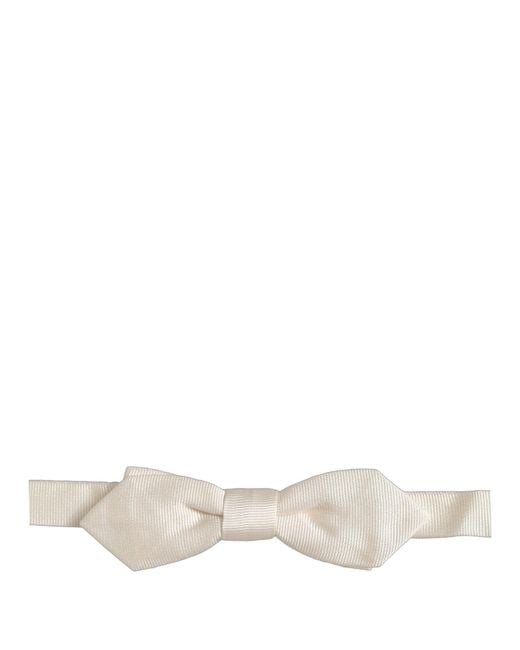 Dolce & Gabbana Men White 100% Silk Adjustable Neck Papillon Bow Tie for men