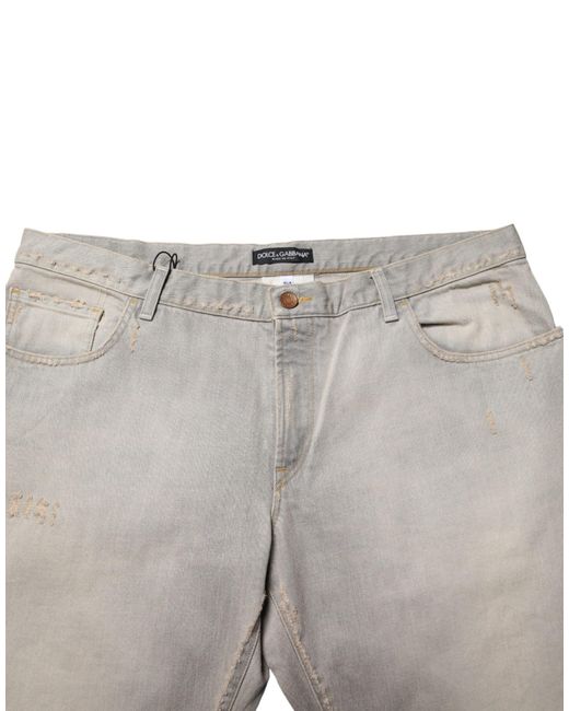 Dolce & Gabbana Gray Light Cotton Straight Denim Trouser Jeans for men