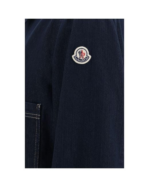 Moncler Blue Cotton Denim Jacket for men