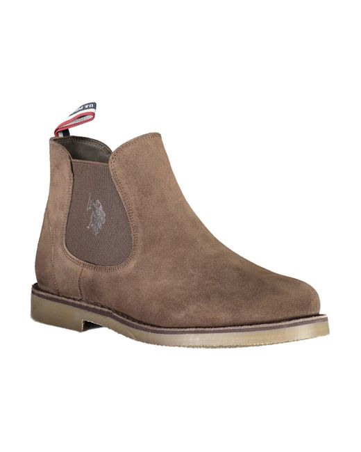 U.S. POLO ASSN. Brown Elegant Ankle Boots With Logo Detailing for men