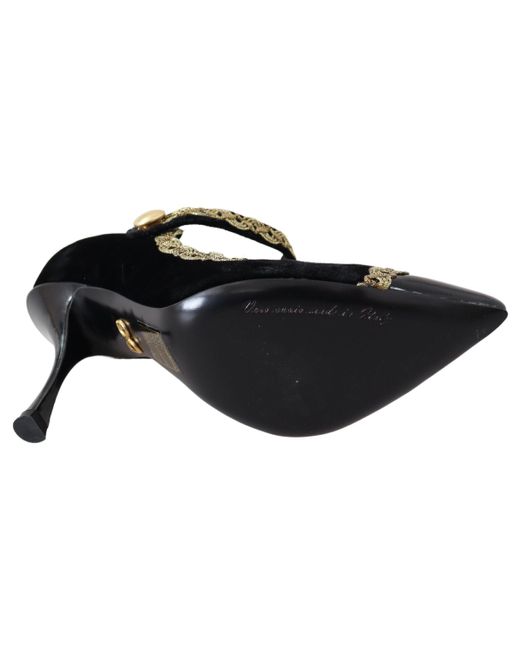 Dolce & Gabbana Black Velvet Mary Janes Pumps