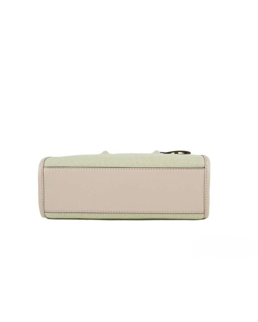 Michael Kors Green Mirella Small Powder Blush Canvas Shopper Crossbody Handbag Purse