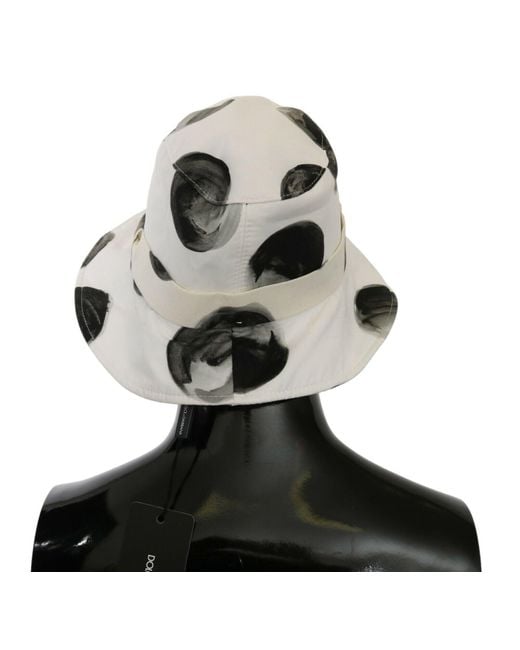 Dolce & Gabbana Black Cotton Big Polka Dot Pattern Bucket Hat