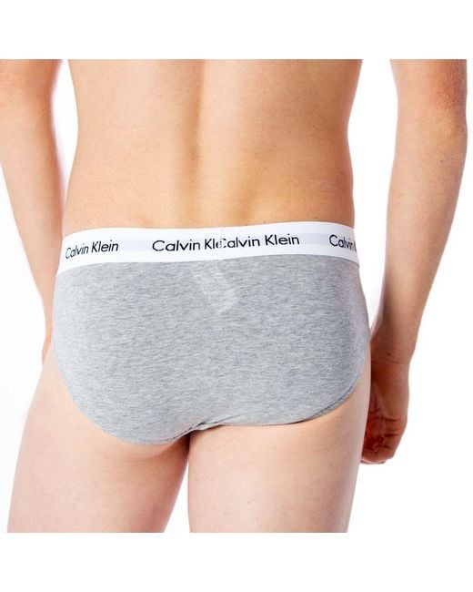 Calvin Klein Black Gray Cotton Briefs for men
