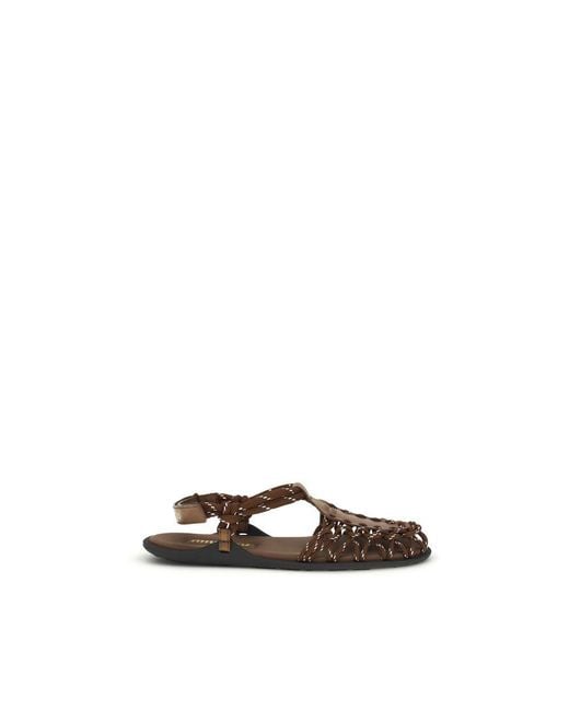 Miu Miu Brown Calf Leather Bos Taurus Sandals
