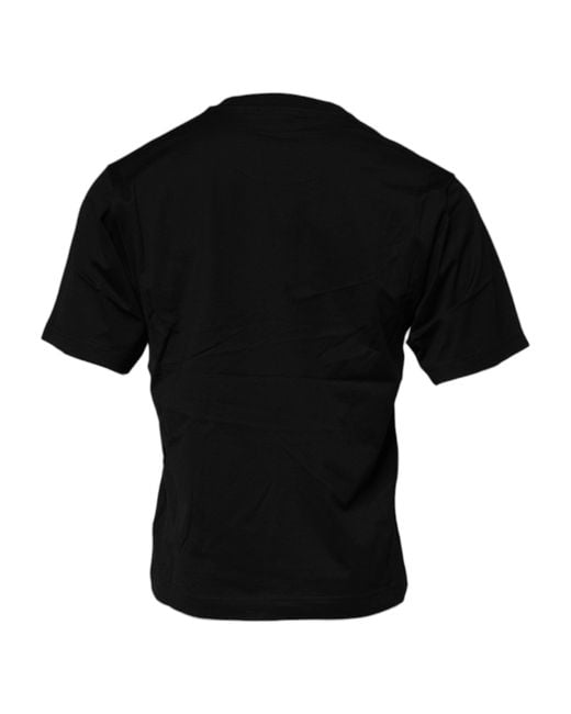 Dolce & Gabbana Black Logo Patch Cotton Crew Neck T for men