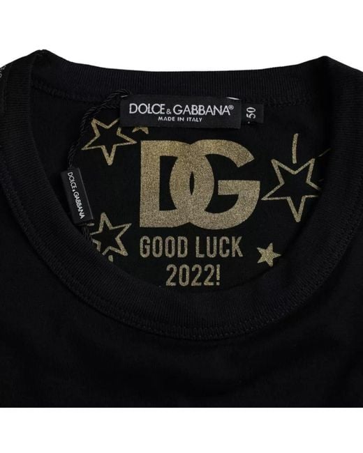 Dolce & Gabbana Black Cotton Round Neck Short Sleeves Men T for men