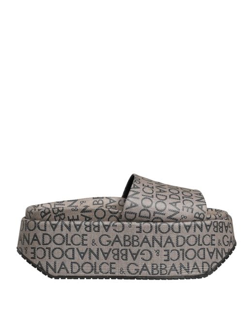 Dolce & Gabbana Gray Leather Monogram Logo Sandals Shoes for men