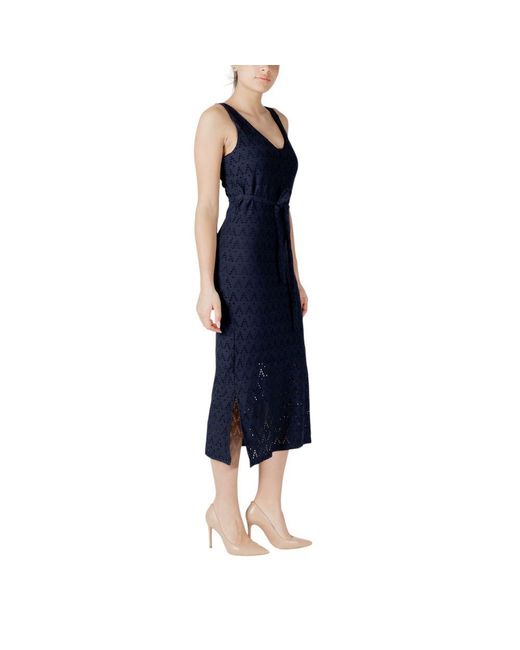VILA CLOTHES Blue Recycled Polyester Midi