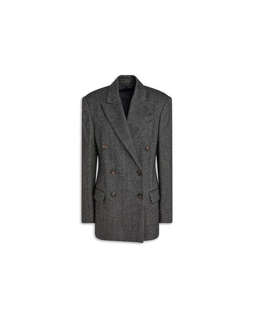 Brunello Cucinelli Gray Black Elastane Blazer