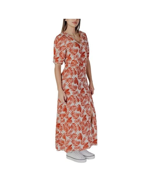 B.Young Red Viscose Long Dress