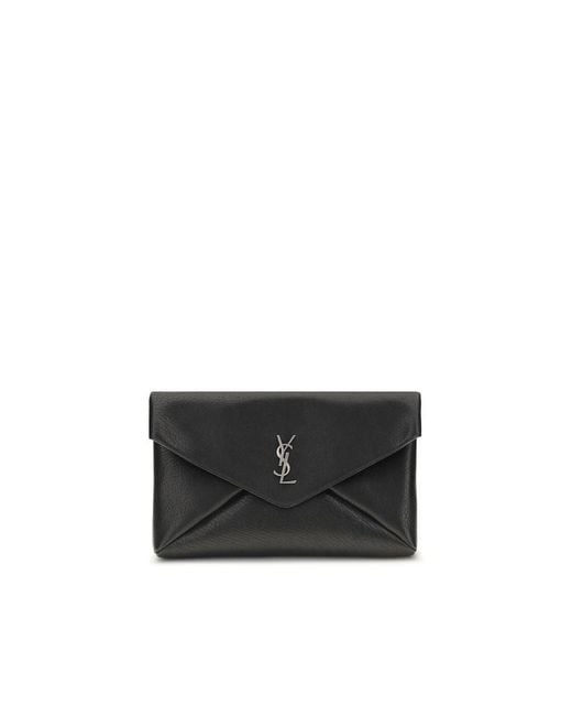 Saint Laurent Black Cassandre Large Envelope Clutch Bag for men