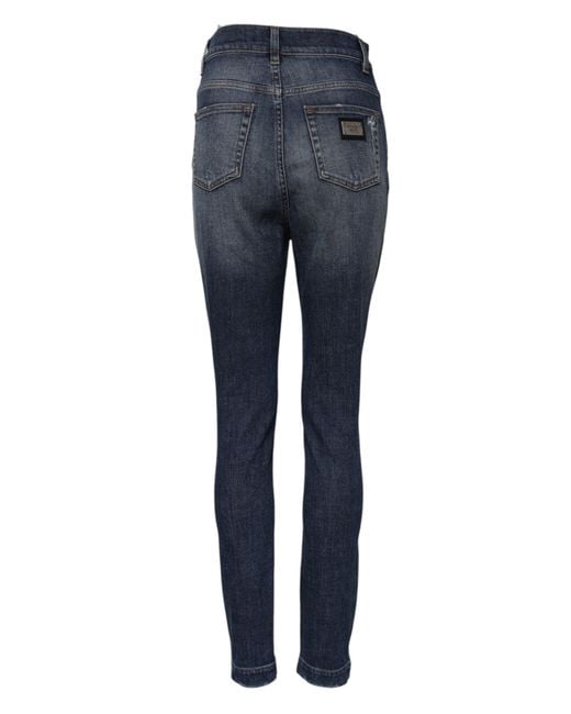 Dolce & Gabbana Blue Distressed Ripped Skinny Jeans