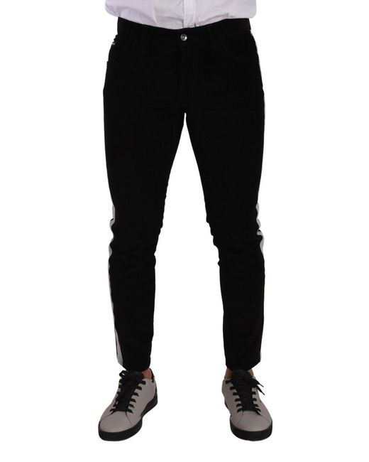 Dolce & Gabbana Black Elegant Slim-Fit Cotton Jeans for men
