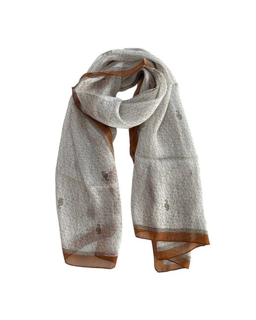 Borbonese Gray Brown Silk Scarf