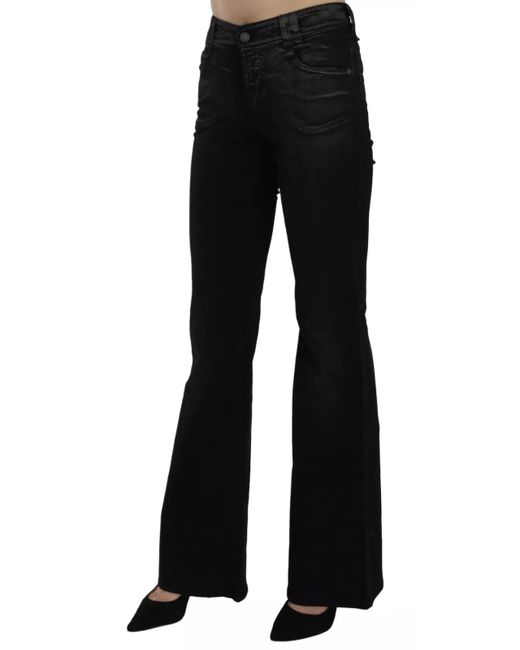 John Galliano Black Washed High Waist Flared Denim Casual Pants Jeans
