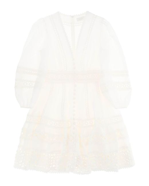 Zimmermann White 'devi Spliced' Mini Dress With Crochet Inserts for men