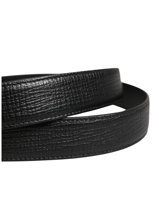 Dolce & Gabbana Black Classic Leather Metal Buckle Belt Calf for men