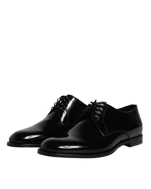 Dolce & Gabbana Black Patent Leather Derby Formal Dress Shoes for men