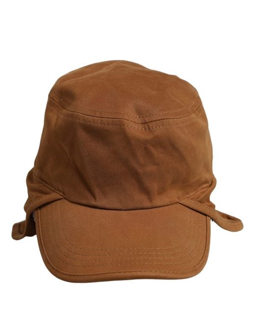Dolce & Gabbana Black Men Brown Cotton Double Brim Baseball Cap Hat for men