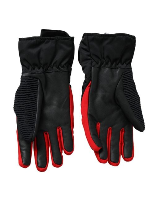Dolce & Gabbana Black Nylon Wrist Length Gloves for men