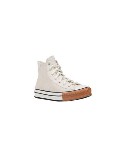 Converse White Cream Leather High Top Sneakers