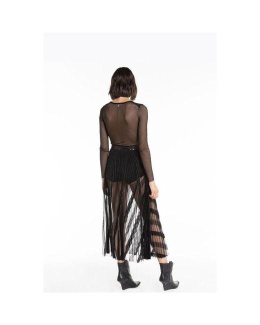 Patrizia Pepe Black Polyester Long Skirt
