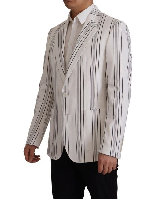 Dolce & Gabbana Gray Stripes Cotton Single Breasted Blazer for men