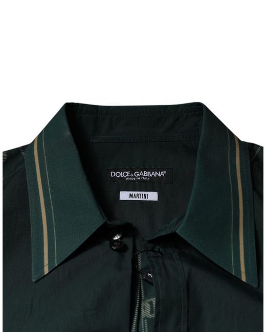 Dolce & Gabbana Green Logo Long Sleeve Martini Casual Shirt for men