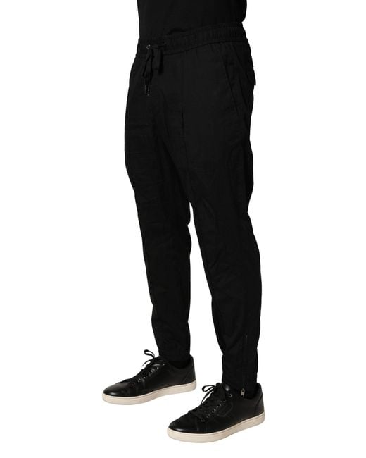 Dolce & Gabbana Black Cotton Skinny Men Jogger Trouser Pants for men