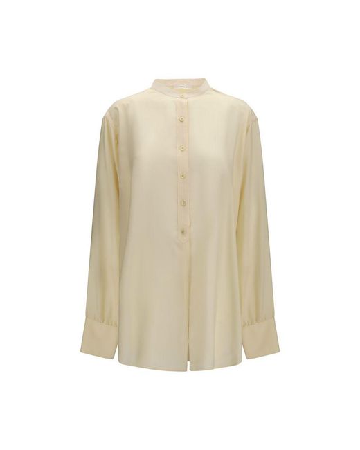 The Row Natural Beige Silk Dress Shirt