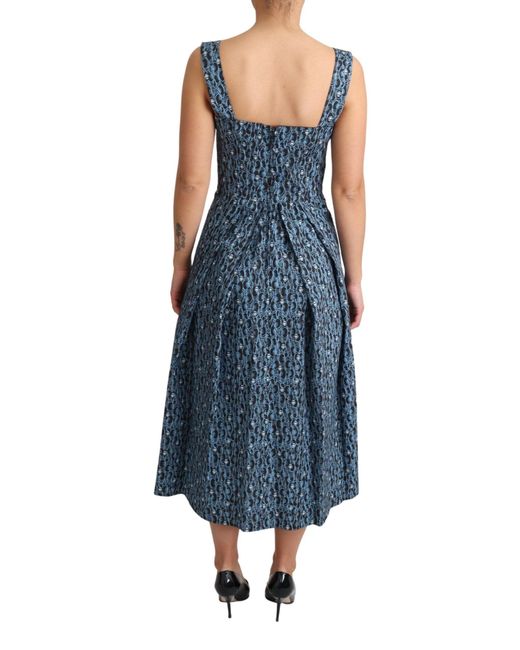 Dolce & Gabbana Blue Heart Cotton A-Line Stretch Dress