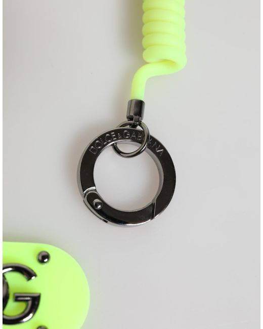 Dolce & Gabbana Green Springy Key Holder Dg Logo Men's Keychain Keyring