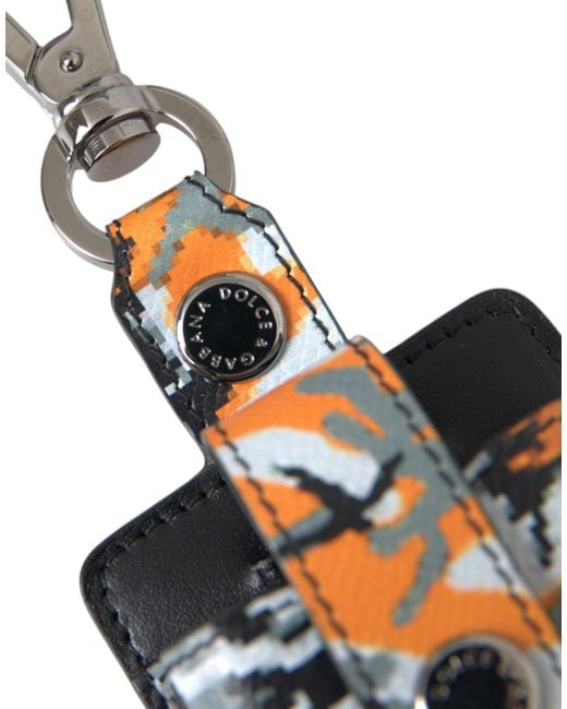 Dolce & Gabbana Multicolor Camouflage Print Leather Metal Airpods Case