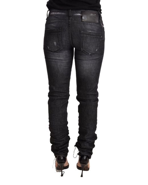 Acht Black Elegant Low Waist Skinny Denim