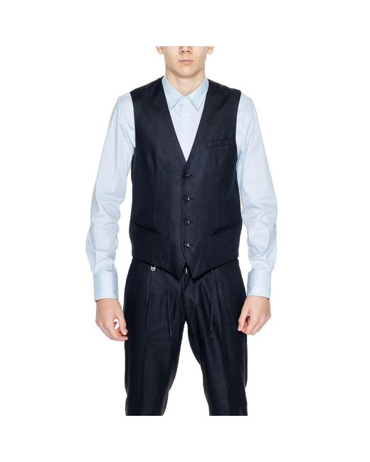Antony Morato Blue Linen Vest for men