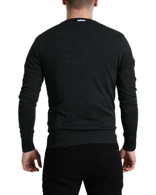 Dolce & Gabbana Black Elegant Wool Pullover Sweater for men