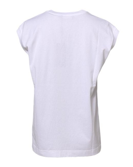 Dolce & Gabbana Purple White Cotton Sleeveless Tank T