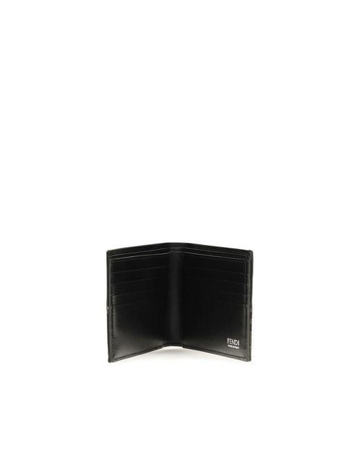 Fendi Black Brown Calf Leather Bos Taurus Wallet for men
