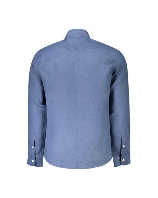 North Sails Blue Linen Shirt for men
