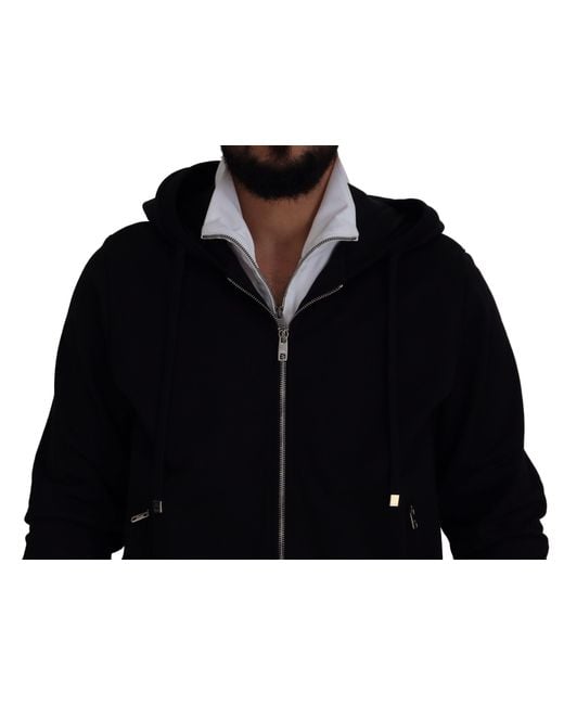 Dolce & Gabbana Black Elegant Bomber Jacket With Hood for men