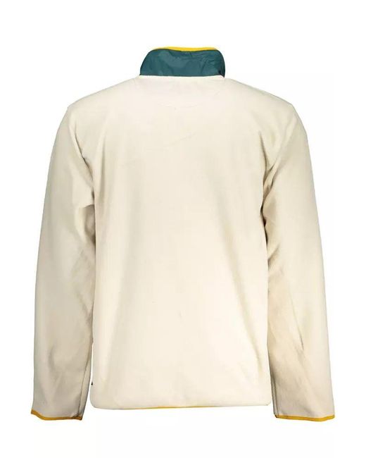 Vans White Beige Contrast Zip Fleece Sweatshirt for men