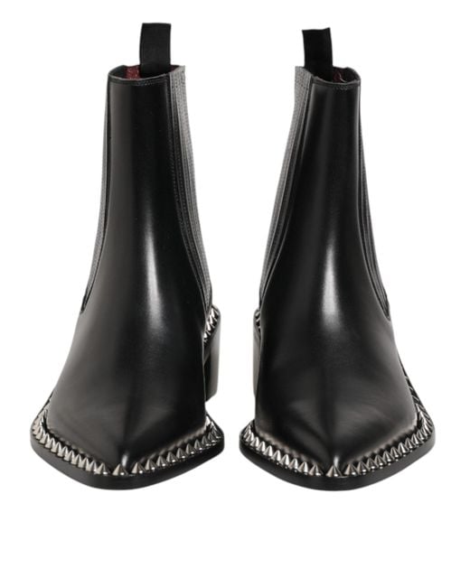 Dolce & Gabbana Black Studded Chelsea Short Ankle Boots Shoes for men