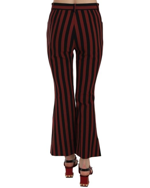 Dolce & Gabbana Black Amaranth Stripe Cropped Flared Pants