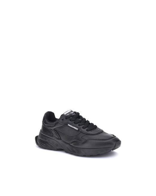 DSquared² Blue Black Calf Leather Bos Taurus Athletic Sneakers for men