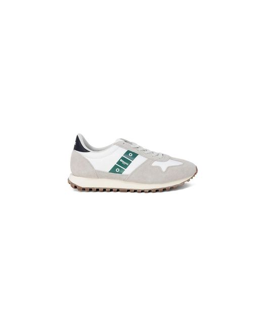 Blauer White Gray Leather Athletic Sneakers for men