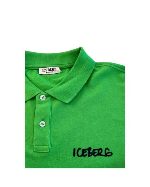 Iceberg Green Cotton Polo Shirt for men