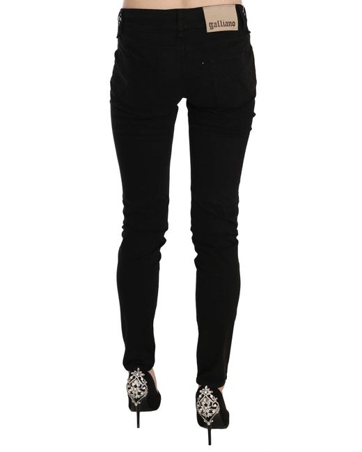 John Galliano Black Mid Waist Slim Fit Skinny Denim Casual Pants Jeans