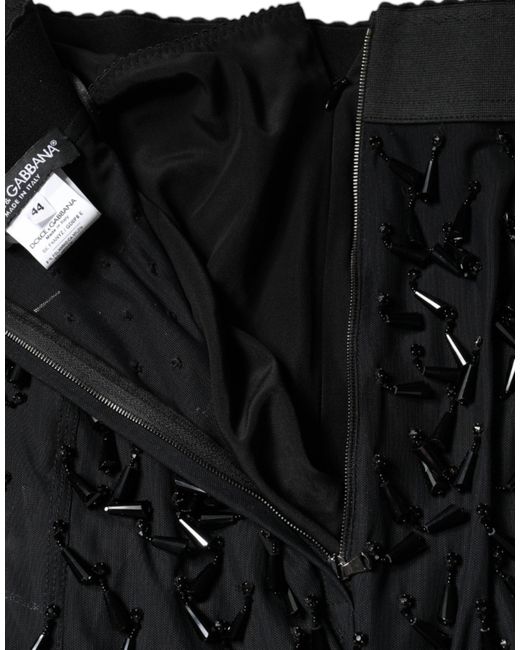 Dolce & Gabbana Black Embellished Pencil Cut Midi Skirt