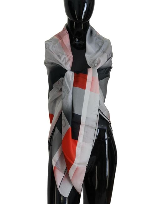 CoSTUME NATIONAL Black Gray Red Shawl Foulard Wrap Scarf